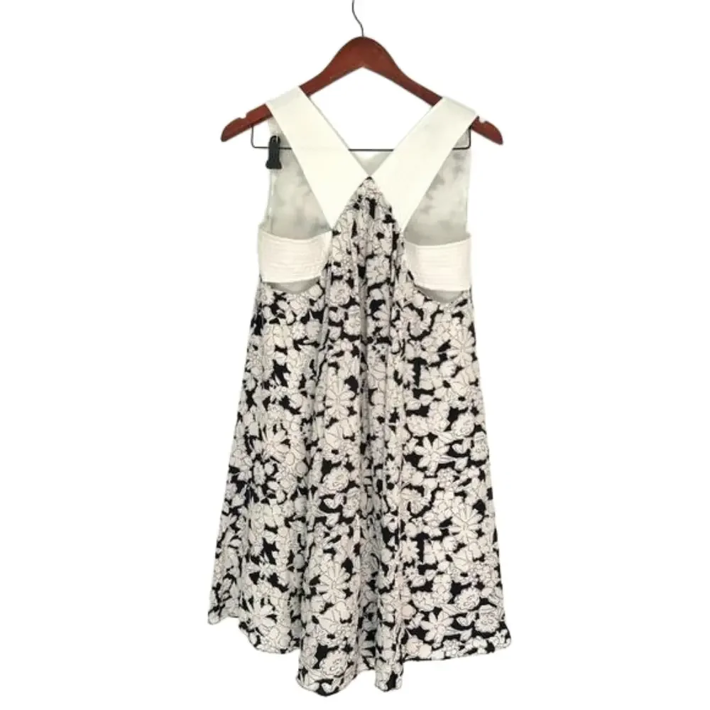 Club Monaco Silk Floral Cut Out Slip Dress White Black Sz 0 floral flower print - Picture 3 of 7